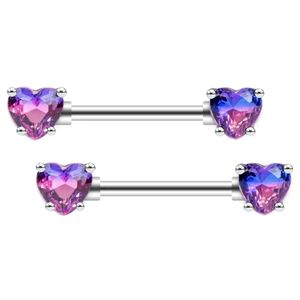 JHJT 2st Sexy Heart Nipple Piercing 14g 316L Steel Loved Barbell Rings Body Jewelry 240407