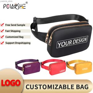 Sport Bags Polarshe Customized Waist Bag Add Your Design Personalized Double Zipper Fanny Pack Lu Waist Bag Phone Bag Running Fitness Bag Y240410