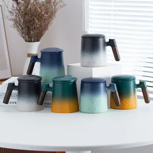 Muggar Te Cup med infuserare och lock turkos färgdesign utomhus reser kaffemugg mugg perfekt för kontorshem