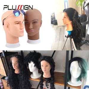 Plussign Clear Inventory Cheap Manequin Head for Wigs 1pcs/лот маниклана для отображения париков шляпы лысой головы коричневая головка парика