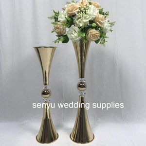 Vaso de trompete de trompete do vaso de flor de metal de metal para mesa de casamento senyu01100