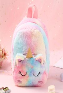 23cm plysch unicorn ryggsäck barn039s tecknad skolväska söt unicornbag unicornbackpack väskor mini rosa ryggförpackning skolba6659617