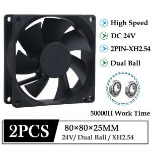 Kylning 2st GDSTIME DC 24V 80mm 80mmx25mm High Speed ​​Dual Ball Borstless Computer Case Cooler 8cm 80x25mm Grafikkort Kylfläkt