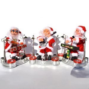 Christmas Santa Claus Doll Christmas Ornament Electric Christmas Santa Claus Music Instrument Playing Xmas Toy Party Ornaments