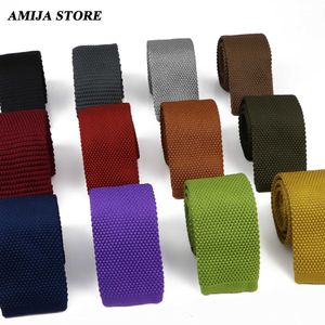 Neck Ties Colorful mens knitted tie Burgundy black knitted collar solid color 6cm narrow and thin woven plain pattern mens accessoriesC240410