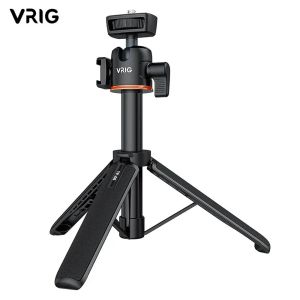 Tripods VRIG TP06 4 Sections Camera Phone Tripod w 360 BallHead Cold Shoe Selfie Stick Tripod Stand for iPhone 15 14 13 12 Phone Camera