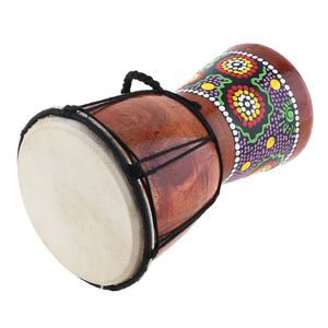 6in afrikanische Djembe-Trommel handgeschnitzte Festholzziegenhaut traditionelles afrikanisches Musikinstrument