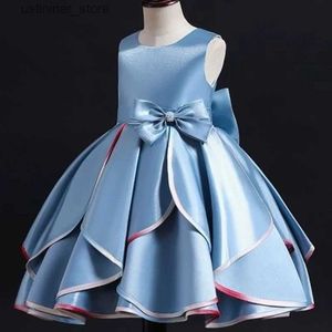 Vestidos de menina 2-10y arco garotão princesa vestido garoto de festas de festas de casamento dama de dama de honra Tutu vestidos rosa azul vermelho cor de verde crianças para meninas l47