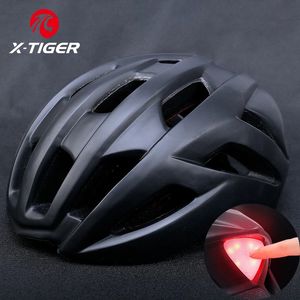 XTiger Cycling Helm Heck LED LED LICHT BIKE MAN Women Mountain Helme Road Racing Sport Protective Cap 240401