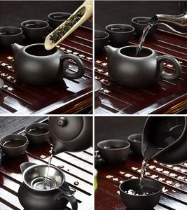 Yixing Purpur Clay kleiner Tee -Set umfassen 1 Topf 2 Tassen, Xishi Pot Tea Ceremony, Zisha Keramik -Töpferei -Teetasse, China Kung Fu Tee -Set