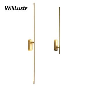 Minimalist LED Wall Lamp Copper Color Iron Acrylic Sconce el Mall Shop Aisle Lounge Bedside Creative Dual Use Vanity Lighting247d