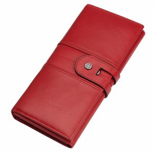 fi Women's Wallet RFID Original Leather Purses with Coins and Cards Large Capacity Female Trifold Handy Clutch Phe Bag J0x9#