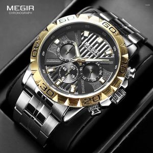 Zegarwatę Megir Business Chronograph Chronograph Quartz zegarek Wodoodporne świetliste armia zegarek zegar Masculino Clock 2087