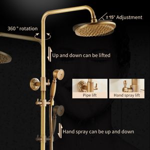 Classic Luxury Rainfall Shower Set Antique Bronze Bath Faucets with Shower Head Hand Shower Copper Wall Mounted Mixer Tap EL4000