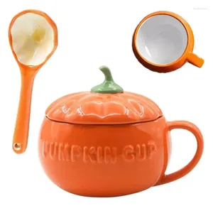 Canecas canecas caneca de abóbora com fossa de cerâmica xícaras de halloween xícaras de xícara de xícara de kawaii sopa para decoração