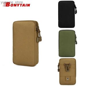 Sport Bags EDC Molle Bag Purse Double Layer Outdoor Waterproof Military Waist Fanny Pack Men Under 7inch Phone Pouch Camping Tactical Bag Y240410