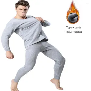 Herrens termiska underkläder Vinteruppsättningar för män Solid Colic Elastic Long Johns Thermo Pants kläder
