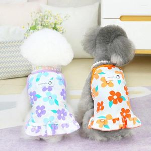 Köpek giyim yaz elbiseleri çiçek deseni iki ayaklı kedi yavrusu etek gevşek boyun kolsuz yavru kedi köpekleri kostüm evcil hayvan kıyafetleri ev kıyafetleri