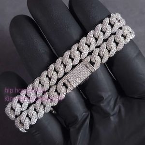 Hip Hop Jewelry Hot Cuban Link Chain 925 Silver Custom 10mm Width Gra Certificate Moissanite Diamond Necklace