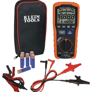 Klein Tools ET600 Multimeter Megohmmeter Isolation Tester - 4000 ohm Resistance, Auto -Ranging TRMS Multimeter med 4 spänningsalternativ - Orange/Black Design