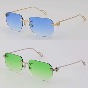 Verkauf von Fashion Metal Sonnenbrille UV400 Protection Randless 18k Gold Männlich und weibliche Sonnenbrille Schild Retro Design Brillen Rahmen Männer Männer