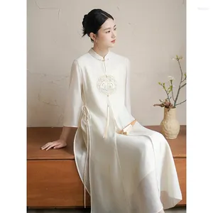 Ubranie etniczne 2024 Wiosna lato qipao sukienka tradycyjna chińska damska łagodna ulepszona wróżka haftowana cheongsam