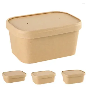 Take Out Containers Kraft Paper Lunch Box Bakery Microwave Safe Boxes Household Kitchen Accessories