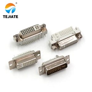 5pcs DVI24+5 Solder-Wire Masculino/fêmea DVI-I Conector Bentrista fêmea de 90 graus DVI Terminal de plugue de DVI