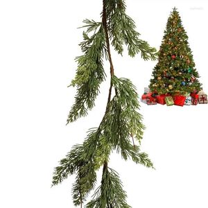 Dekorativa blommor konstgjorda julplattor Vine Seasonal Pine Needles Cypress Greenery Plant Soft Green For Home Decor