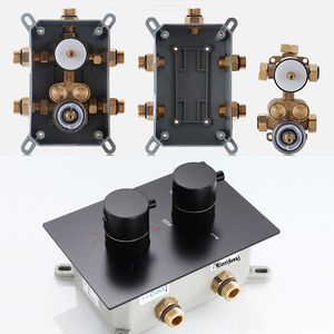 Bakala Black Thermostatic Sump Caucets Установите дождь водопад для душа с трехсторонним термостатическим смесителем для ванны смеситель душ душ