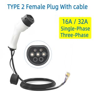 EV Charger Cable Type2 Plug 32A 11kw 22KW Female Adapter IEC62196-2 Connector for Electric Vehicle Car Charging Station