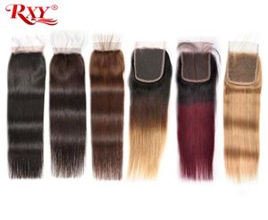 Straight Lace Closure RXY Brazilian Hair Remy Human Hair Closure 1B242799J Closures Pre Plucked Ombre Hair Closure4932774