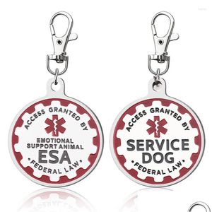 Dog Tag Id Card Tag 2Pcs Service Tags Stainless Steel Engraved Nameplate Emotional Support Animal Esa Id Collar Accessories Drop Del Dh3Pc