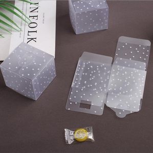 50st/Lot Clear PVC Candy Packaging Box Square Transparent Cake Box Dot Diy Plastic Packaging Gift Box Wedding Party Decorations