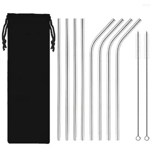 Conseguir o conjunto de aço inoxidável de metal reutilizável 8pcs com escovas de limpeza Kit de ferramenta de ferramentas de ferramentas Acessório da festa