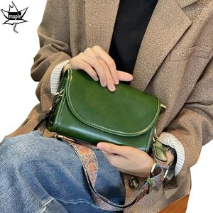 Akşam çantaları boş zaman hayalet balmumu inek deri kapak çantası küçük vintage yüksek kaliteli kadın omuz 2 kayış mavi yeşil bayanlar crossbody