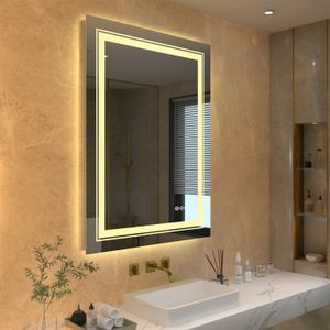 Grande specchio da bagno a LED con luci a muro a parete a parete montata a parete antimicottero specchi di trucco dimmerabile per camera da letto