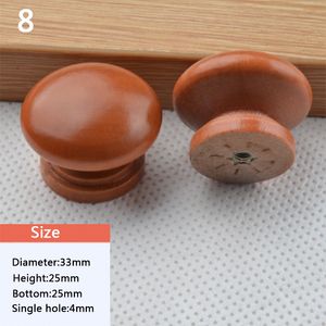 Kitchen Cabinet Door Knobs Drawer Pulls Vintage Solid Round Single Hole Wooden Furniture Handles Retro Home Decor Accessories