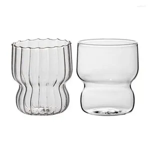 Wine Glasses Striped Coffee Mugs 2pcs Clear For With Creative Vertical Stripes 300ml Capacity Glass Beverages