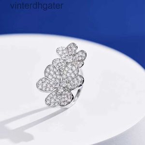 High End Vancefe Brand Designer Rings for Women Flower Ring Female S925 Pure Silver Plated 18k Gold Flower Shaped Ring Senior Brand Logo Designer Jewelry