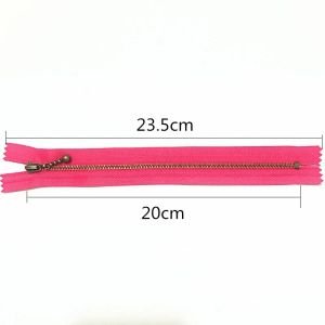 5pcs Mix 3# (20-50cm) 8-20inch Round bead modeling copper zipper metal zipper