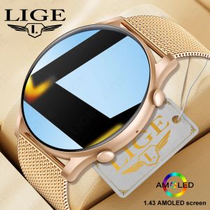 Watches Lige 2023 Smart Watch Women Amoled Full Touch Armband Fitness Waterproof Sports Watch Bluetooth Call Smart Clock Men Smartwatch