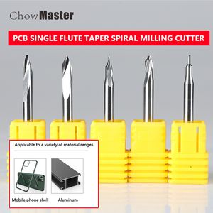 3.175 PCB Flauta única Taper Cutter de moagem em espiral CUBIDO CNC Bits de roteador de uma única flauta Ferramentas de moinho de flauta PCB Bits de gravura