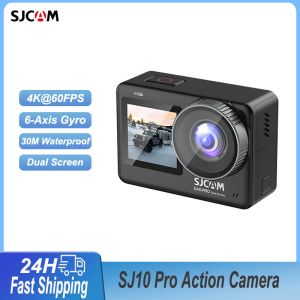 카메라 액션 카메라 SJCAM SJ10 프로 이중 화면 4K 60fps Wi -Fi Gyro 라이브 스트리밍 바디 방수 스포츠 DV 64GB 메모리 카드