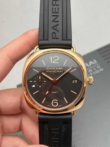 Men's Watch Gift Panerrais Vervament Watch Sapphire Mirror Swiss Swiss Size 44mm Molewhide Strap مع الإبرة الأصلية بوكلي 82nz