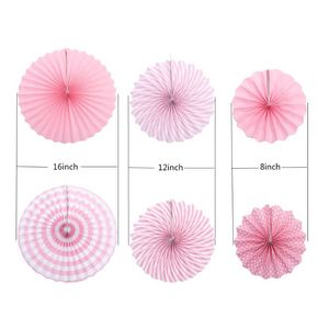 6pcs/set Paper Fan Flowers Wedding Baby Birthday Party Decor Decorations for Christmas festival, Wedding scene Hanging ornaments