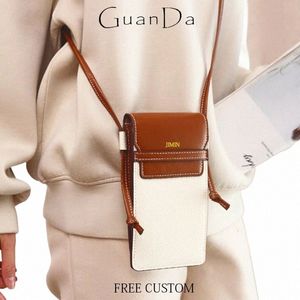 custom Name Fi Phe Cross Body Bag For Woman Luxury Design Slim Flap Purse Genuine Leather Casual Versatile Shoulder Bag 83g3#