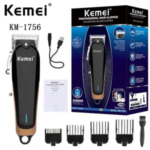Clippers USB Ricarica Capelli Tondeuse Kemei KM1756 INDICAZIONE LED ad alta potenza Macchina da taglio dei capelli per uomo elettrico