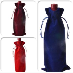 Gift Wrap 100pcs lot Velvet Wine Bottle Covers Bags Drawstring Flannel Champagne Wedding Party Packaging Pouch274T