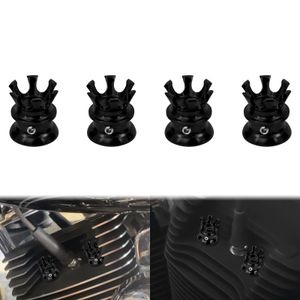 Motorcycle 4PCS Crown Spark Plug Head Bolt Cap Cover Plug For Harley Sportster XL883 1200 Dyna Softail Breakout Twin Cam Touring